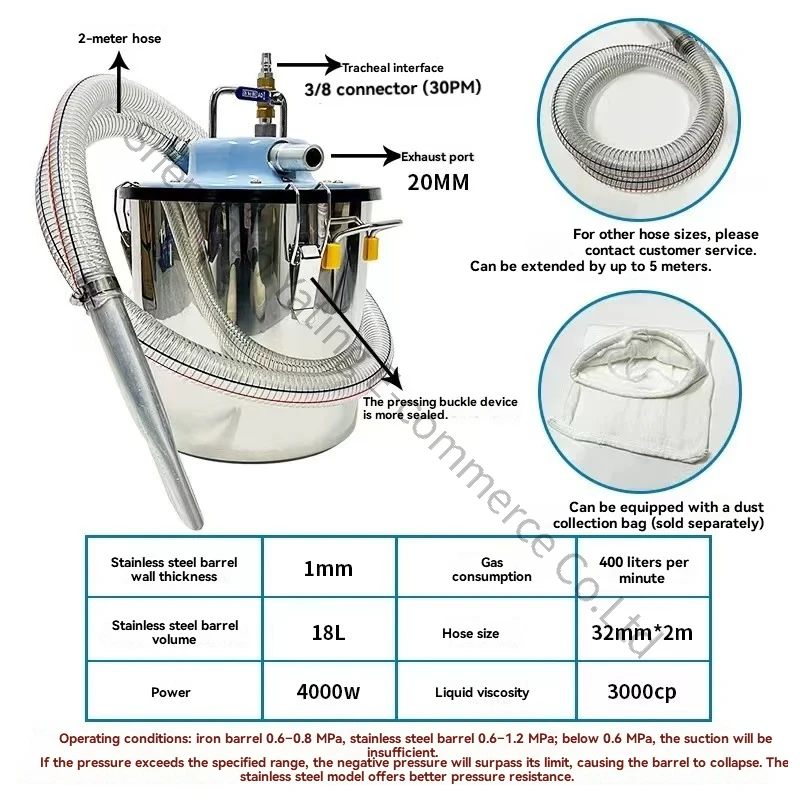 14L Pneumatic Industrial Workshop Cleaner Vacuum Oil Suction Pneumatic Water Suction Pneumatic Oil Suction Artifact