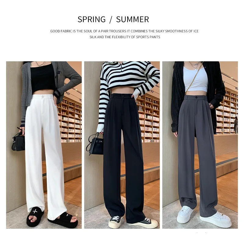 Women\'s Suits Pants Traf Office Lady High Waist Trousers Casual Loose Straight Sweatpants Korean Fashion Baggy Pantalon Femme