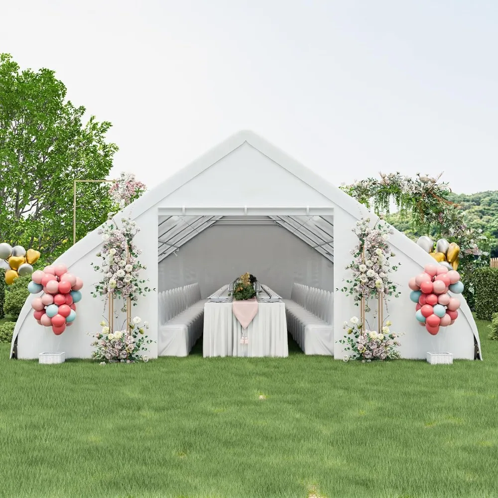 20x40 Ft Heavy Duty Party Tent, Large White Event Tent with Sidewalls, Zippered Door & 12 Windows, Outdoor Wedding Tent