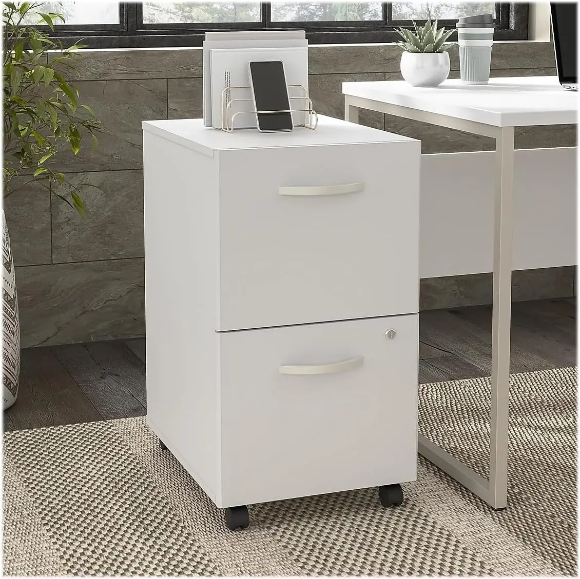 Hybrid 2-Drawer Mobile File Cabinet, Letter/Legal, White, 20-inch (HYF116WHSU-Z)