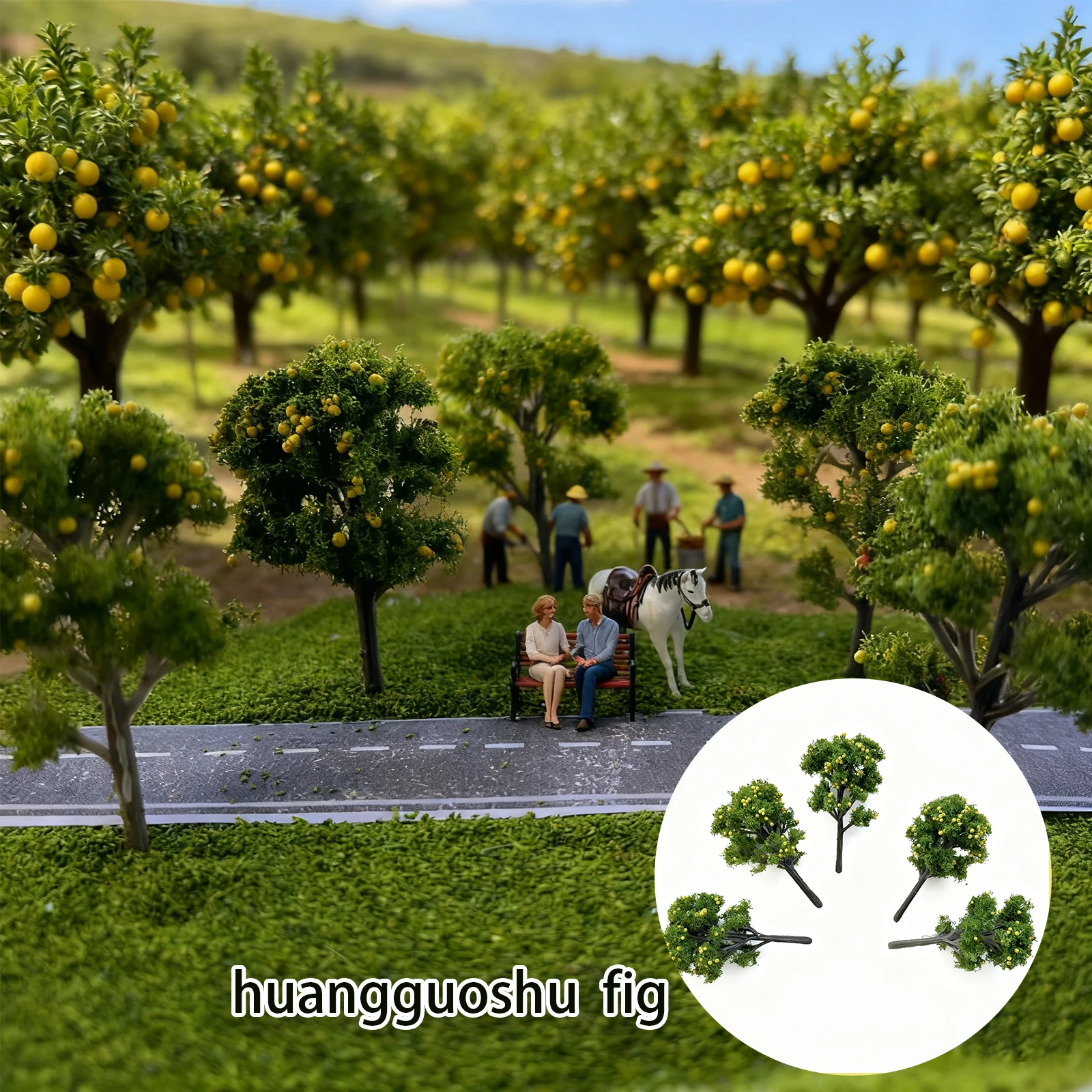 

5Pcs Miniature Yellow Fruit Trees Plastic Models Orange Tree for Diorama Craft Versatile Miniature Landscape Gardening