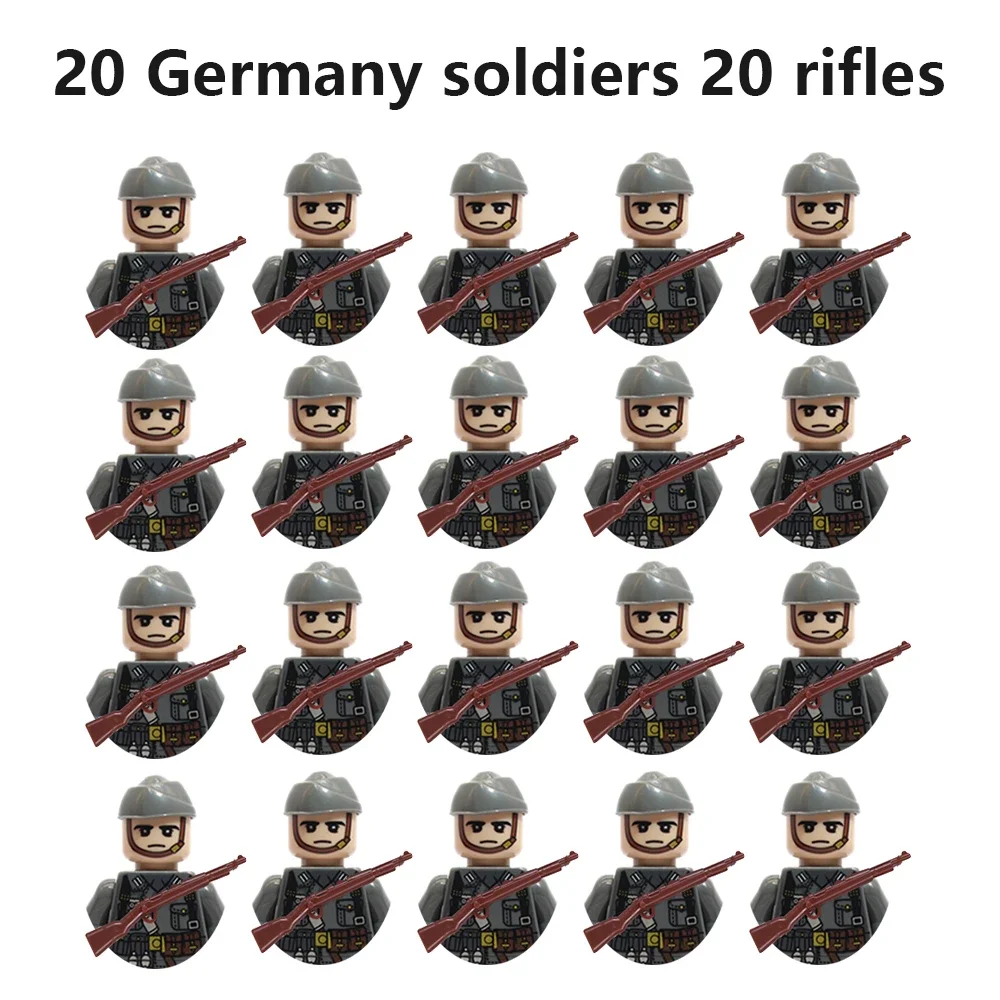 20 Militär-Actionfiguren, Geschenke und Spielzeug aus der Sowjetunion, den Vereinigten Staaten, Großbritannien, Frankreich, Japan, Kanada und Italien.