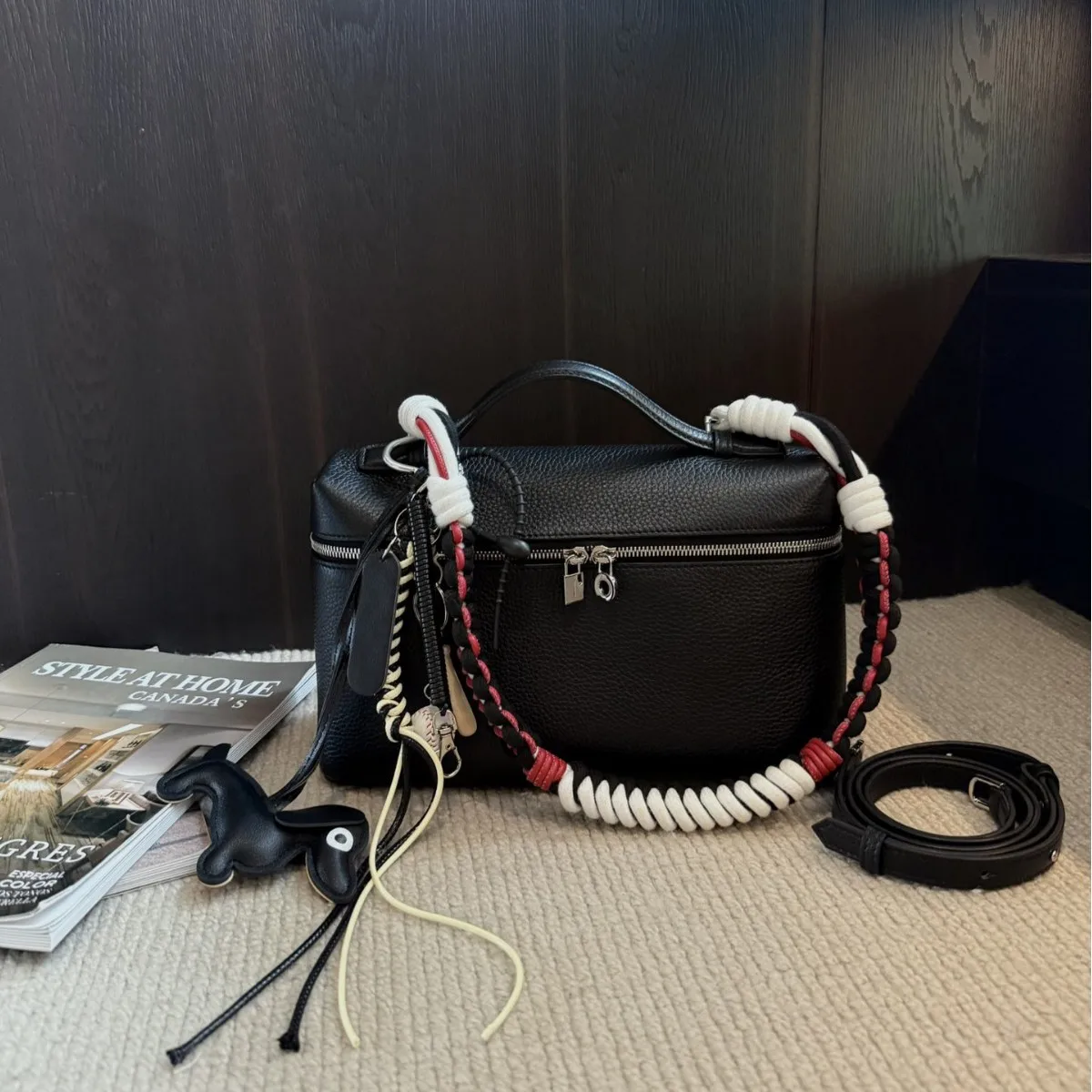 

Luxury Designer Box Bag 2025 Top-Tier Cowhide Genuine Leather Women's Crossbody Shoulder Underarm Bag