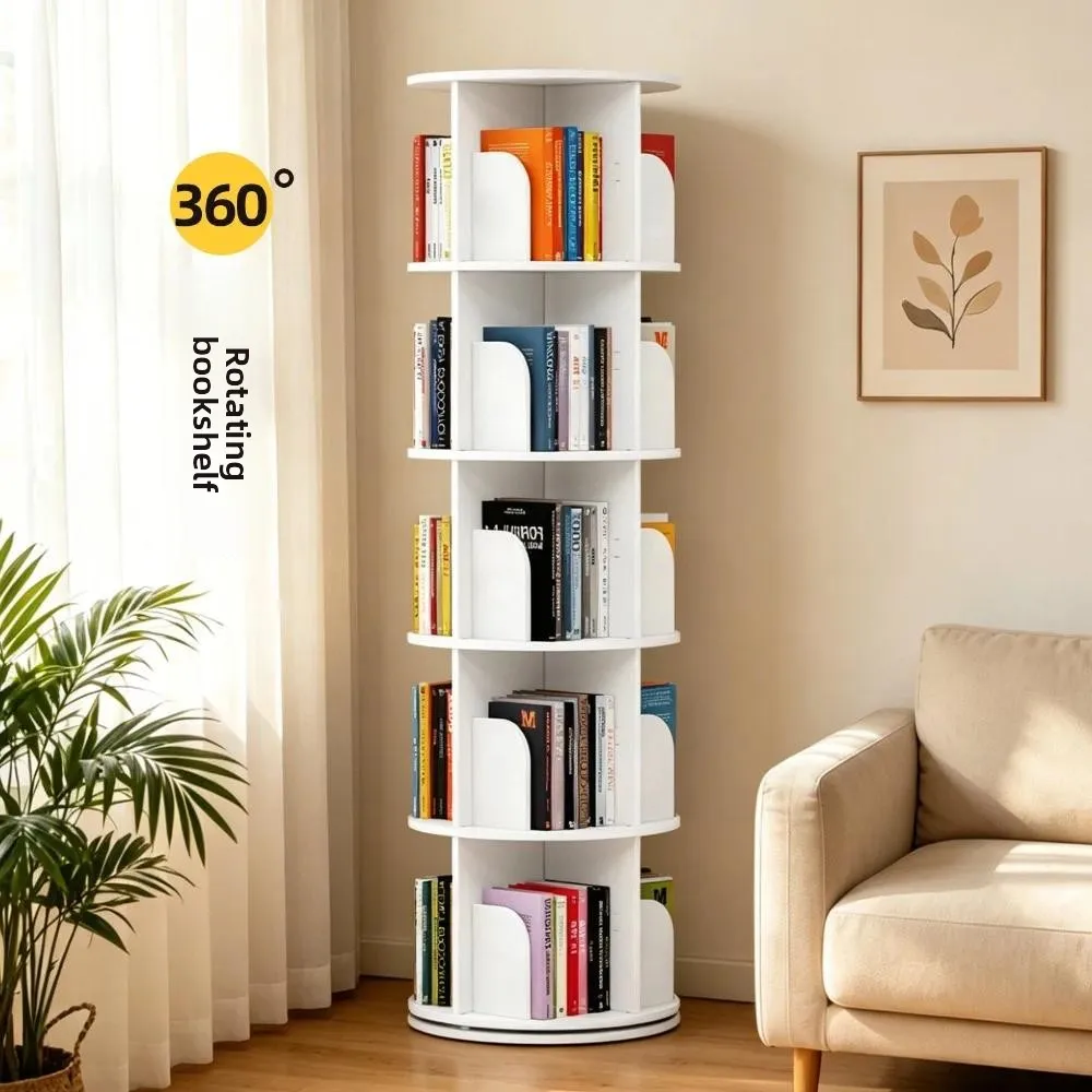 Rotating floor bookcase custom thickened environmentally friendly plate layer height can be changed corner collection