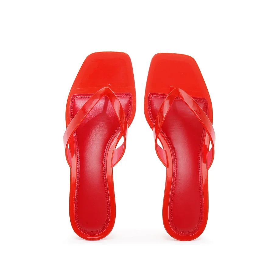 Französische Minimalistische Transparente Pantoletten für Damen 2026 Neue Sommer-Sandalen mit Eckiger Spitze Elegante Hochhackige Kristall-Pantoletten – Detail 18