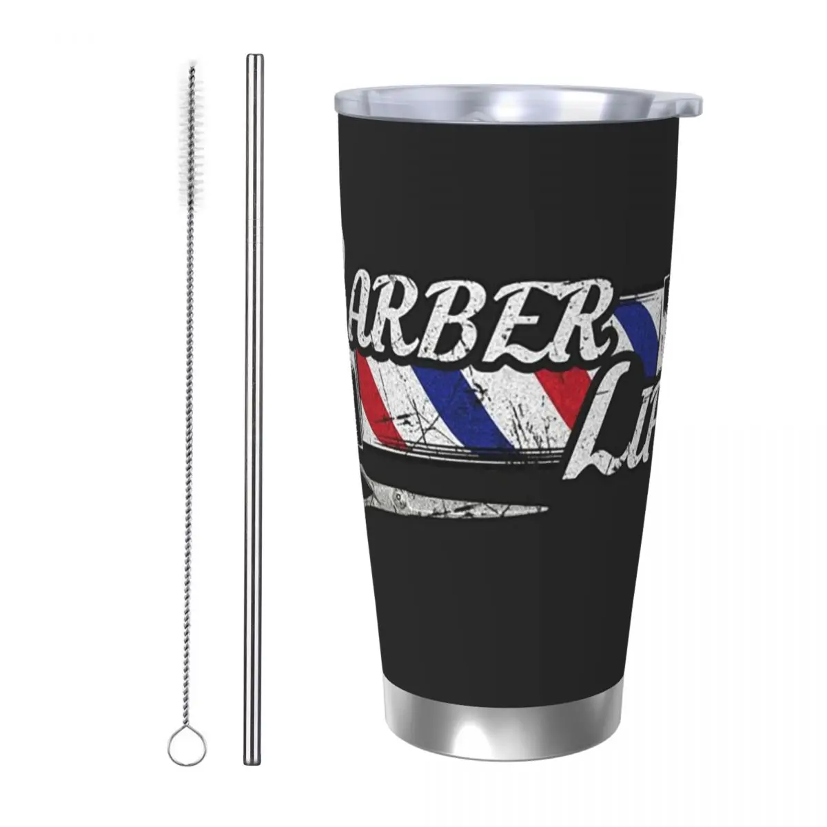 Barber Shop Sign Entrance Stainless Steel Tumbler Vacuum Insulated Mugs Thermal Cold Cup Straw With Lid 20oz
