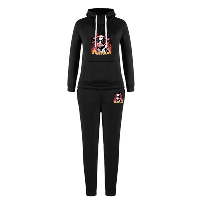 Women's Sportswear Set, Casual Sportswear, High-quality Autumn and Winter Hooded Sweatpants Two-piece Set. - Image 4