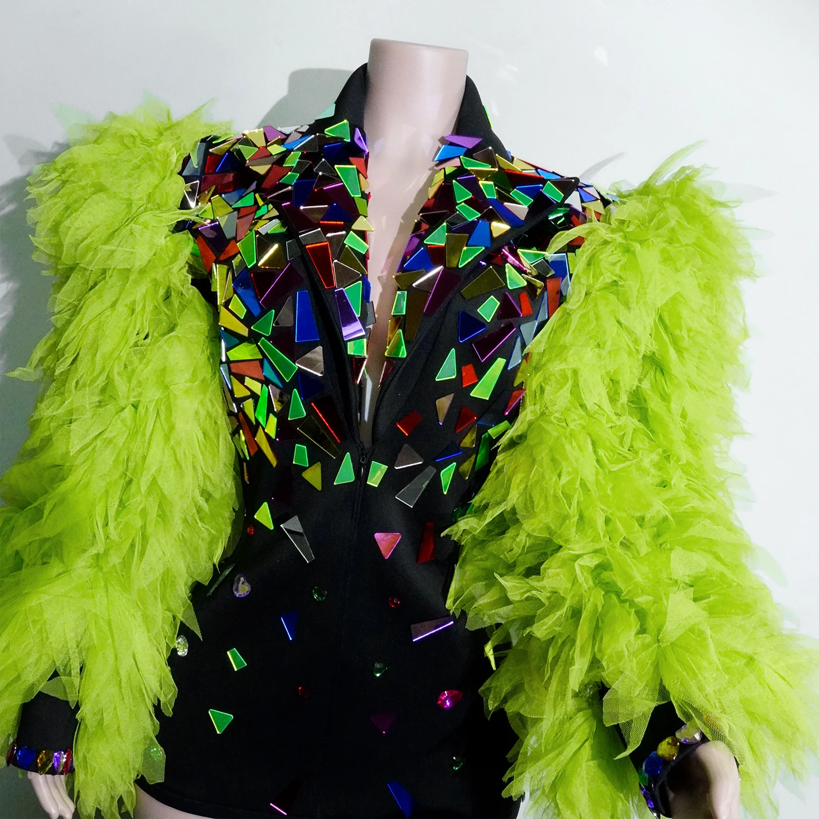 Miroirs scintillants robes de soirée pour femmes col en v profond discothèque DJ Gogo danseurs Costumes spectacle d'anniversaire drag queen chanteur scène