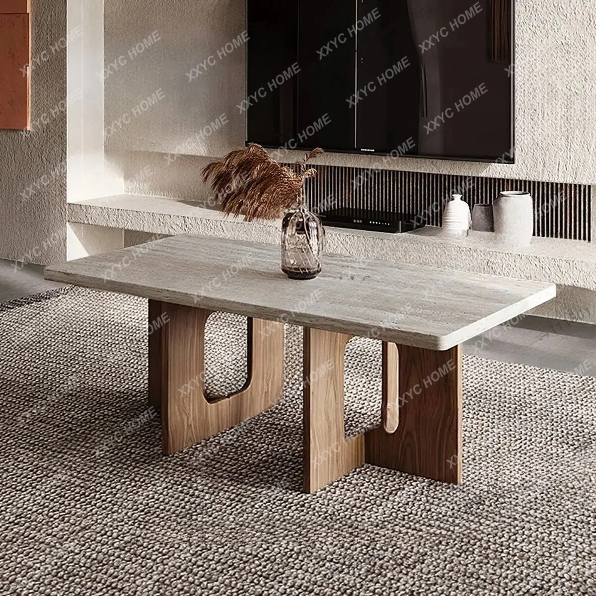 

Wabi Sandy Wind Solid Wood Living Room Rectangular Table Retro Minimalist Coffee Table