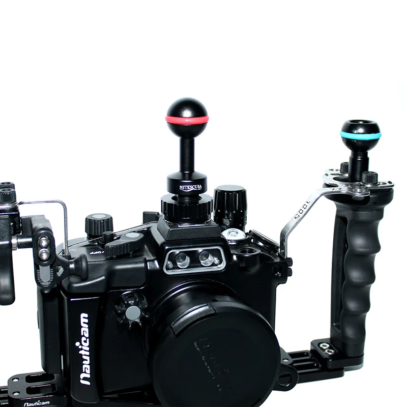 Conector adaptador de base de zapata fría y caliente con cabezal de montaje esférico, adecuado para carcasa de vídeo impermeable de cámaras de buceo