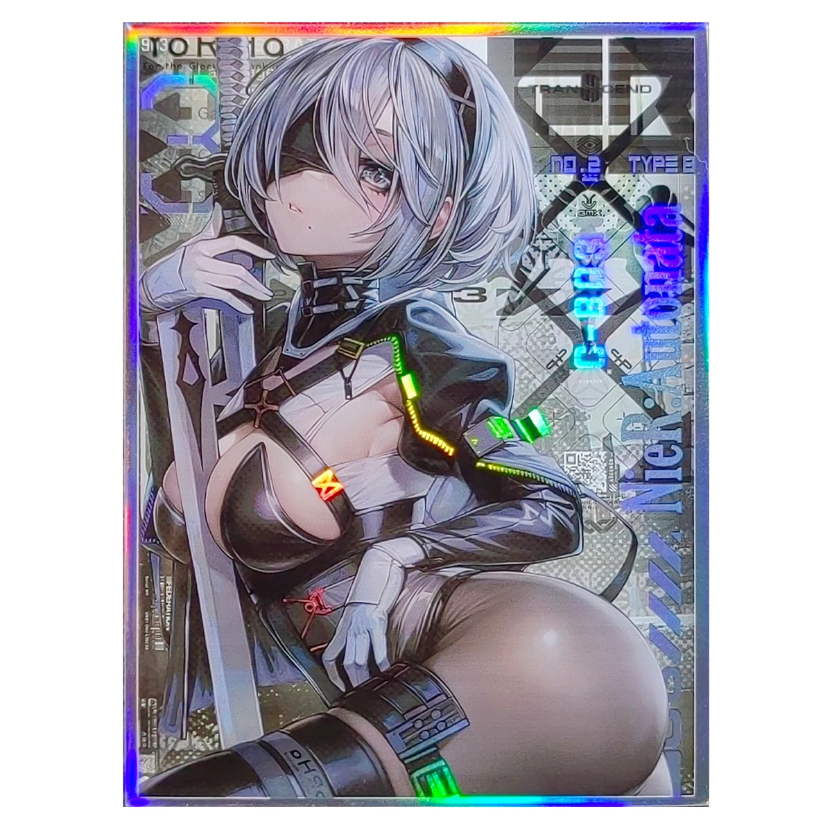 60pcs 67x92mm NiR:Automata 2B Holographic Cover for TCG/PKM Standard Size Trading Cards Anime Outer Card Sleeves Protectors