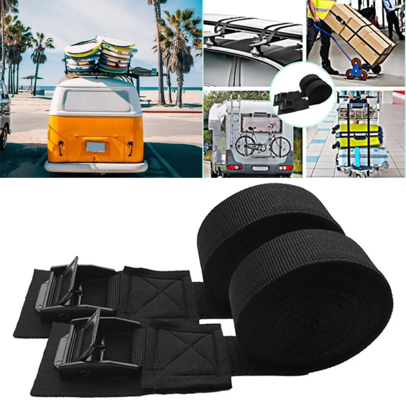 2pcs New 2/3/4/5m*2.5cm Black Tie Down Strap Strong Ratchet Belt Luggage Bag Cargo Lashing With Metal Buckle Dropshipping