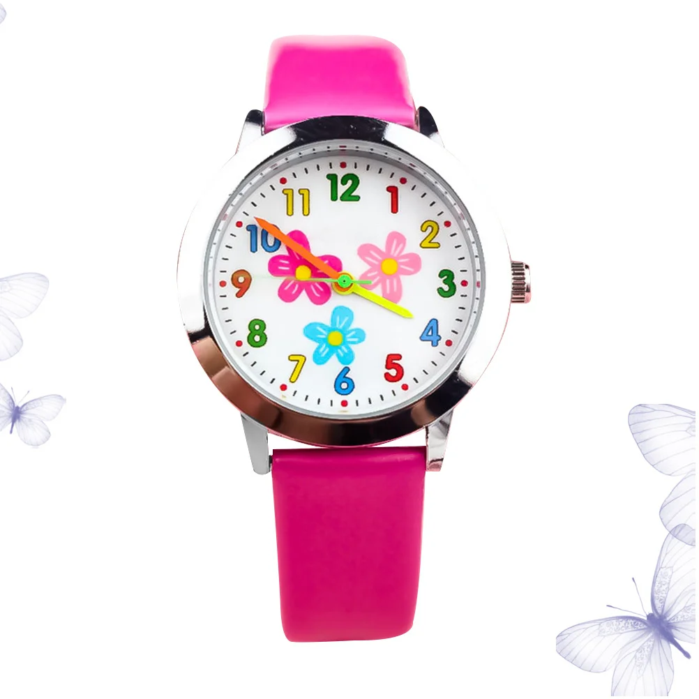 Relógio criativo com padrão de flor, material durável, pulseira confortável, presente de aniversário para estudantes, rosa