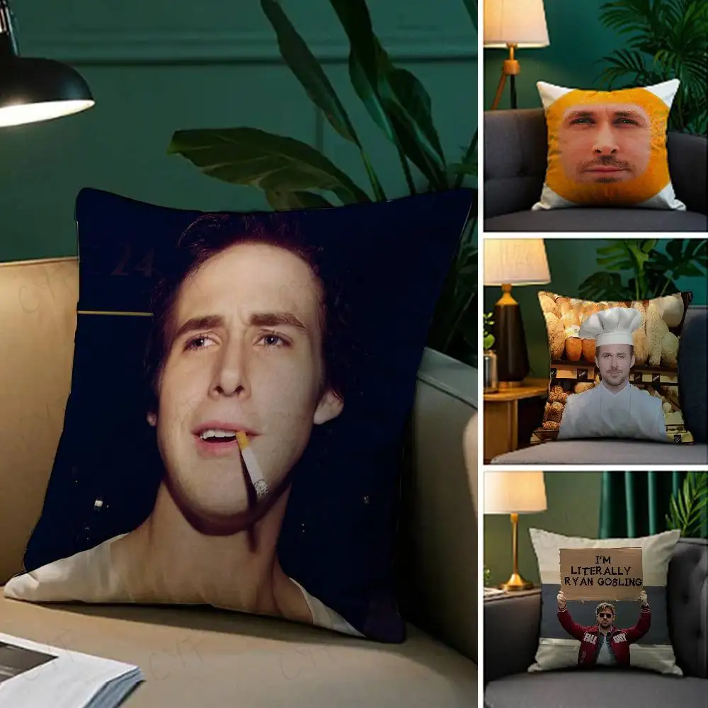 

Hot Actor R-Ryan G-Gosling Pillow Case Custom Printed Brushed Fleece Pillow, Baby Skin-Touch, Eco-Friendly Dye-Sublimation Cushi