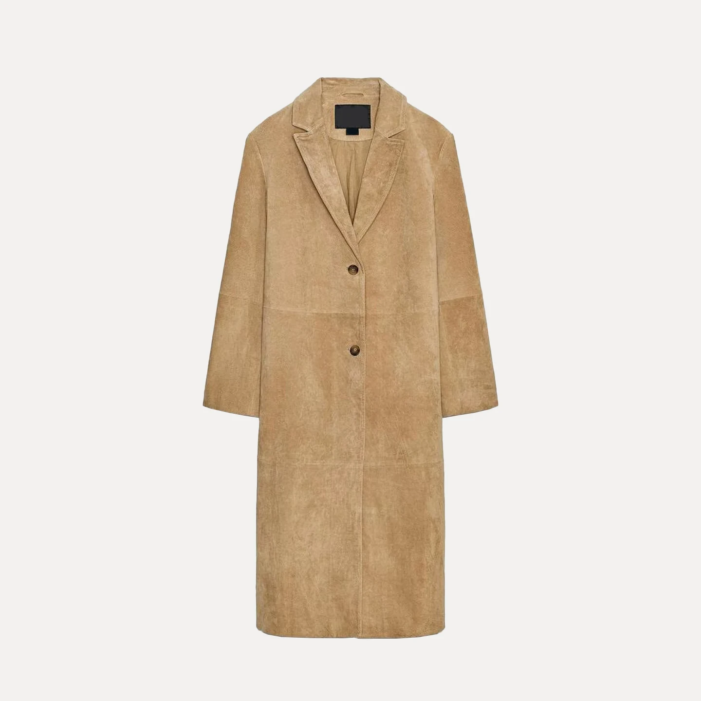 

Повседневное женское кожаное пальто с защитой от меха, осень 2023, Новое поступление Ele Aosphere, прямая трубка, длинное свековое одинарное...