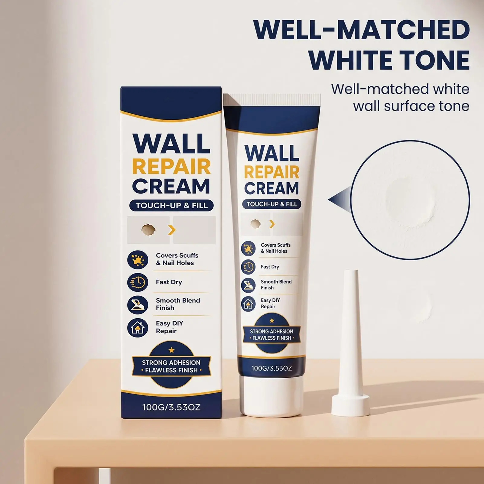 Wall Repair Paste Tube Multi-Purpose Fast Drying Crack Mending Wall Mending Compound for Home Apartment Dorm Office Hotel School