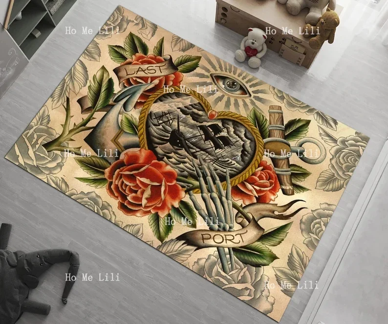 Tattoo Design Rug Ships Tattoo Flash Personalized Gift