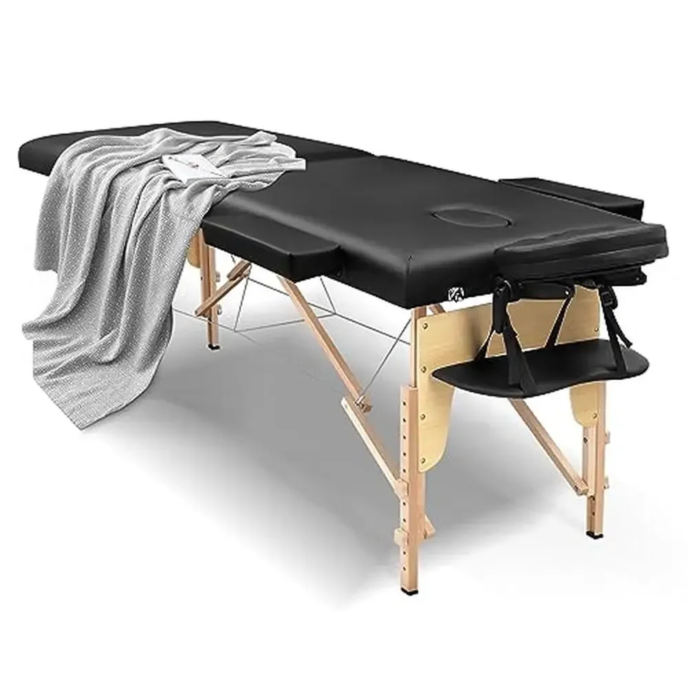 Table de massage portable pliante, lit de thérapie fongique, léger, réglable, spa noir, solution de traitement à domicile, tatouage des cils