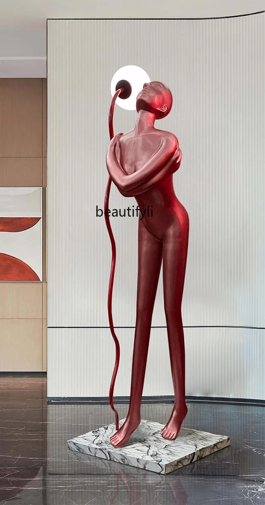 Nordic creative humanoid art sculpture floor lamp hugs the home exhibition hall, large floor-to-ceiling ornaments