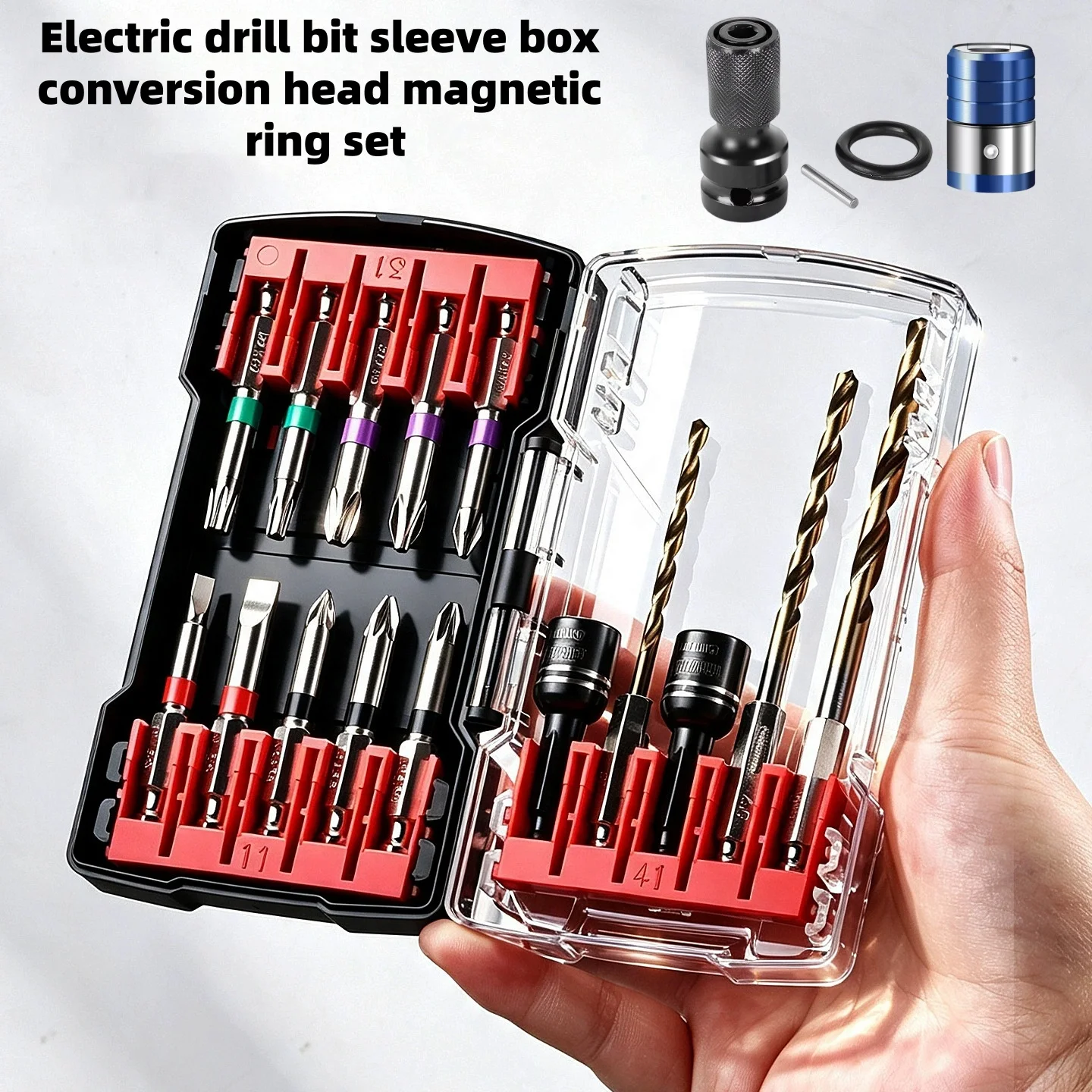 Magnetic Impact Driver Bit Set, S2 Steel Screwdriver Bits & Drill Set with Nut Setter, Socket Adapter & Magnetic Screw Ring