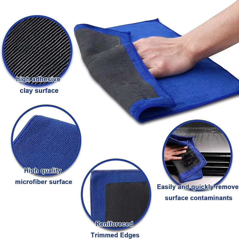 Toalla de arcilla para coche, barra de arcilla para detalles automáticos de grado fino, toalla para arcilla, manopla para lavado de coches, barra de arcilla para el cuidado del coche, 11,8x11,8 pulgadas