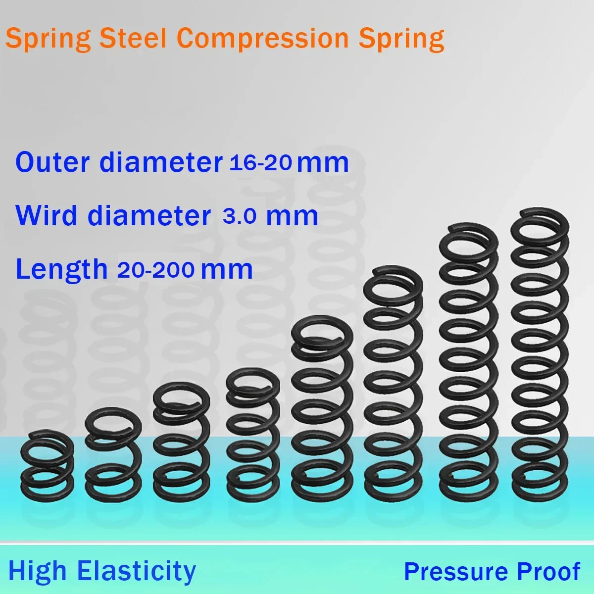 

Spring Steel Compression Spring High Elasticity Wire Diameter 3.0mm Outer Diameter 16-27mm Length 20-200mm Customization