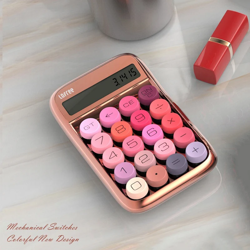 New Calculator Vintage Decompressed Rose Gold With Large Display, Fashion Lovely Mechanical Key Switches