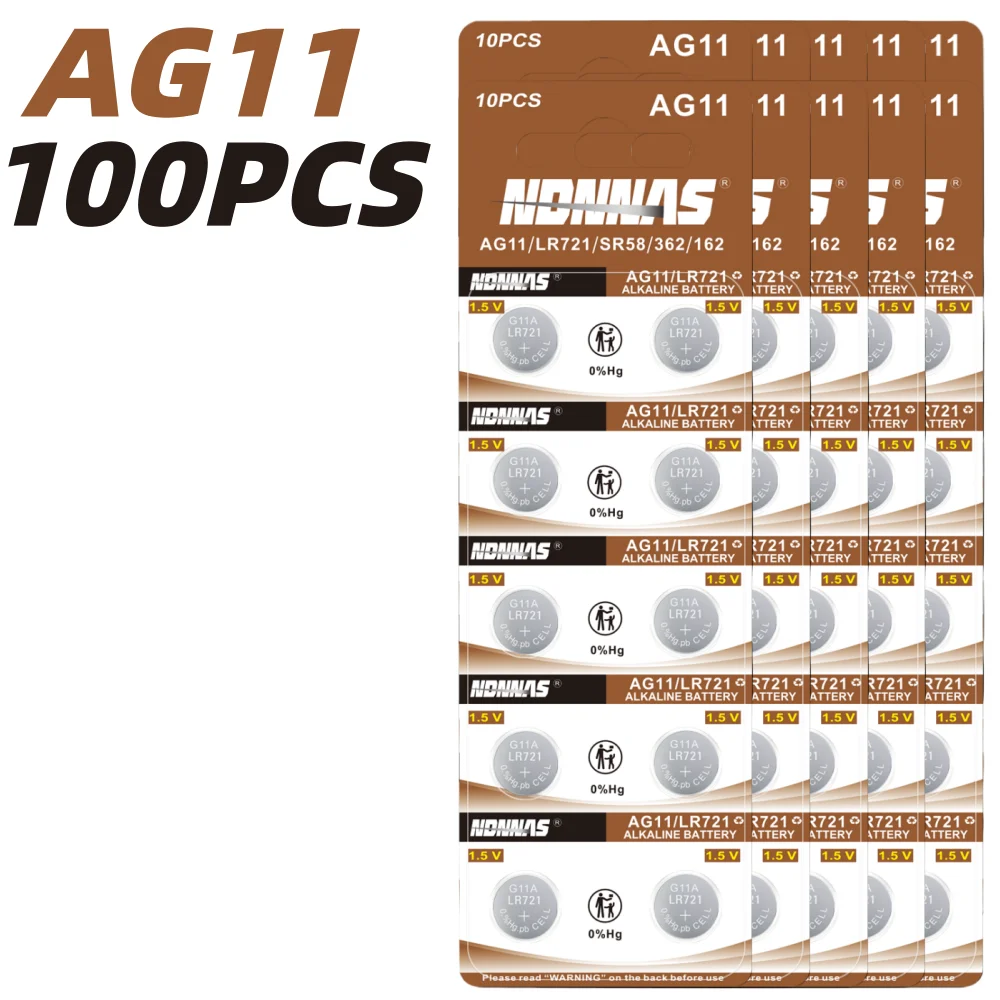 

100Pcs AG11 20mAh LR521 SR521SW 1.5V 20mAh Alkaline Coin Cell Battery For Watch Car Key Fob Remote Clock Mini Electronic Device