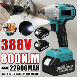 Brushless Electric Impact Wrench 1/2 Sokect 800N.m Cordless Wrench Screwdriver Power Tools Rechargeable for Makita 18V Battery