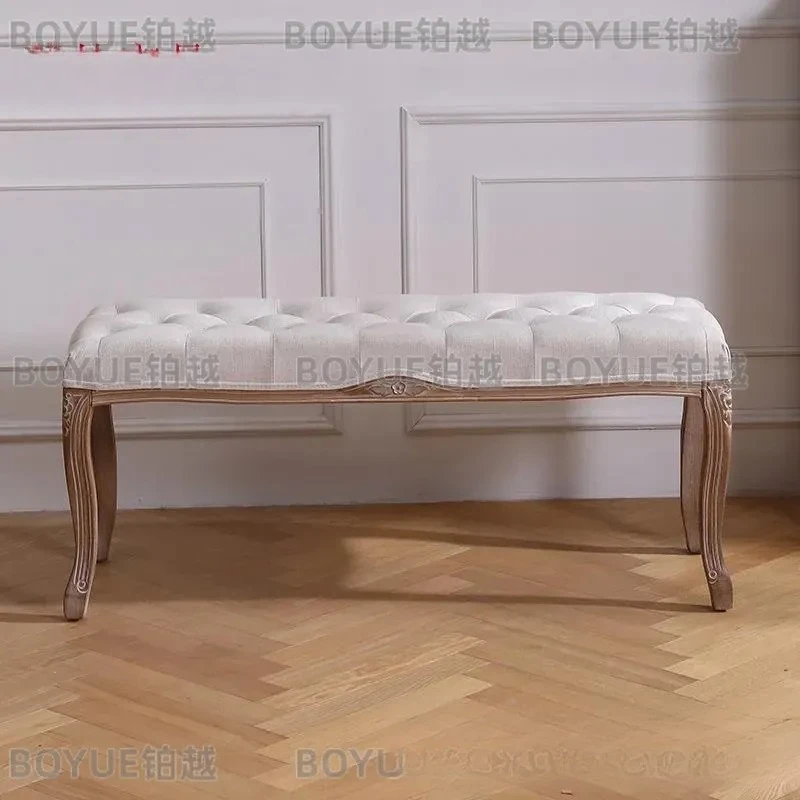 for American Shoe Changing Stool Bedroom Fitting Room European Bedside Piano Makeup Table Light Luxury Disassembly Solid Wood
