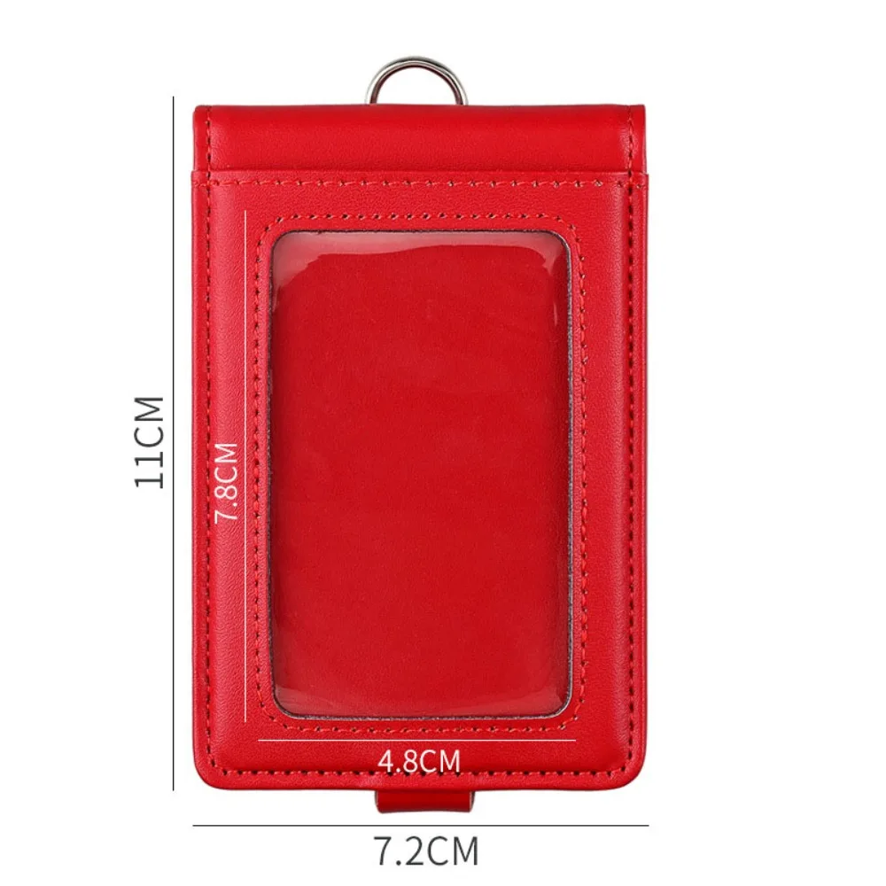 Simple Leather ID Tag Badge Holder 5 Slots Buckle Employee Pass Work Card Case Protective Photocard Flip Chest Card Bag Student