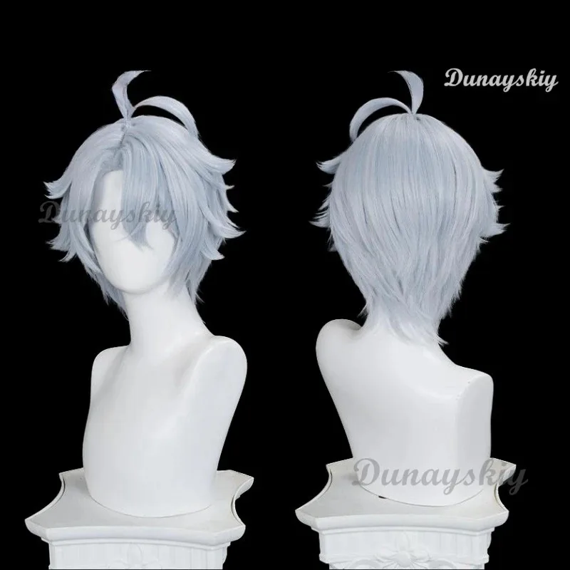 2025 11 Phainon 27 سنتيمتر قصيرة الفضة والأزرق الشعر هونكاي ستار السكك الحديدية لعبة تأثيري الباروكات مقاومة للحرارة شعر مستعار اصطناعي تخصيص