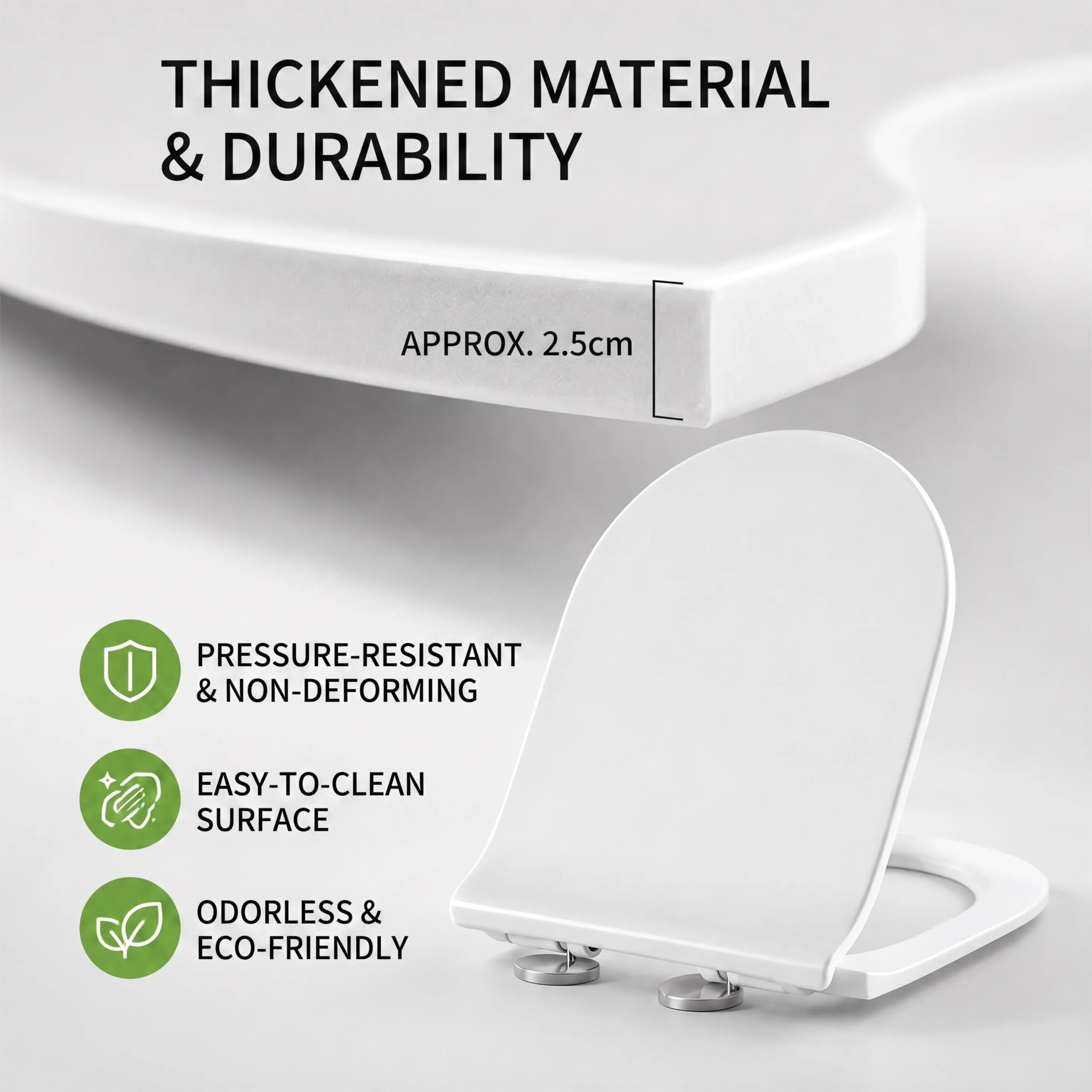 Universal Soft Slow Close Toilet Seat,Thickened Toilet Lid, Quick Release Adjustable Hinge,Pressure Resistant Eco-Friendly