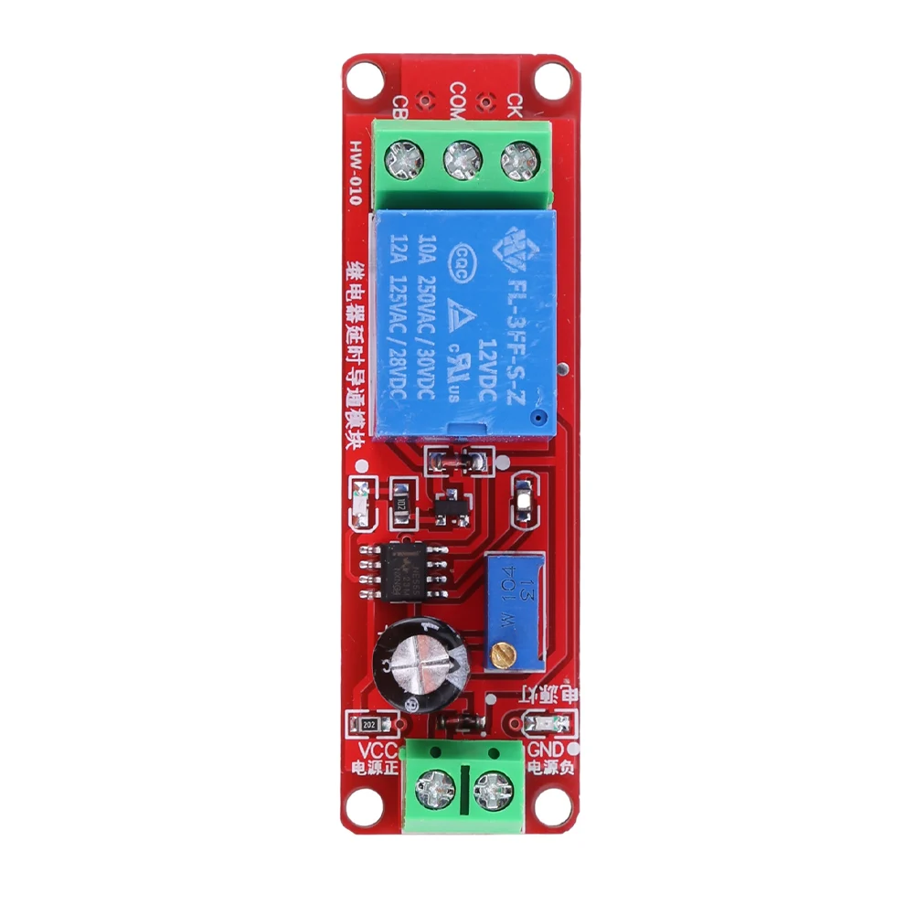 NE555 Delay Timer Relay Switch Module 0~10S Delay Timer Switch Adjustable Module 5/12V Pulse Generation Duty Cycle for Arduino