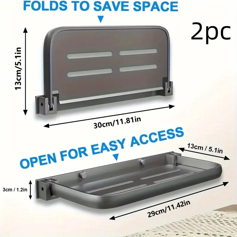 قطعتان من أرفف الألومنيوم القابلة للطي RV لتخزين الحائط توفر المساحة 90 °   تصميم قابل للطي ينظم ملحقات التخييم