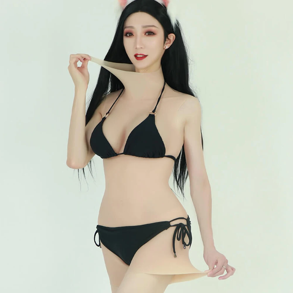 MTF Silicone C Cup Bodysuit Realistic Fake Boobs and False Vagina Crossdressing for Cosplay Sissy Transgender-Men to Women
