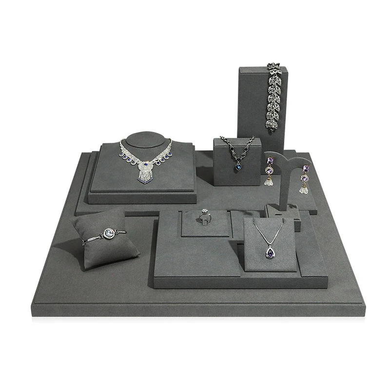 

Gray jewelry props display stand microfiber jewelry display props combination jewelry display set
