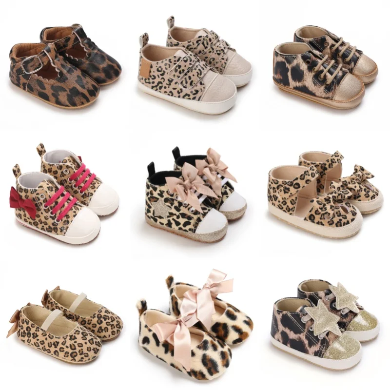 

Spring and Autumn 0-1 Year Old Baby Shoes Leopard Pattern Fashion Baby Shoes Soft soled Sneakers