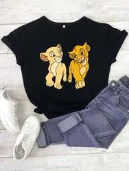 Bella Simba e Nala Lion King Print T Shirt donna Disney Casual T-Shirt larghe donna Harajuku Tee abbigliamento estivo top Y2k