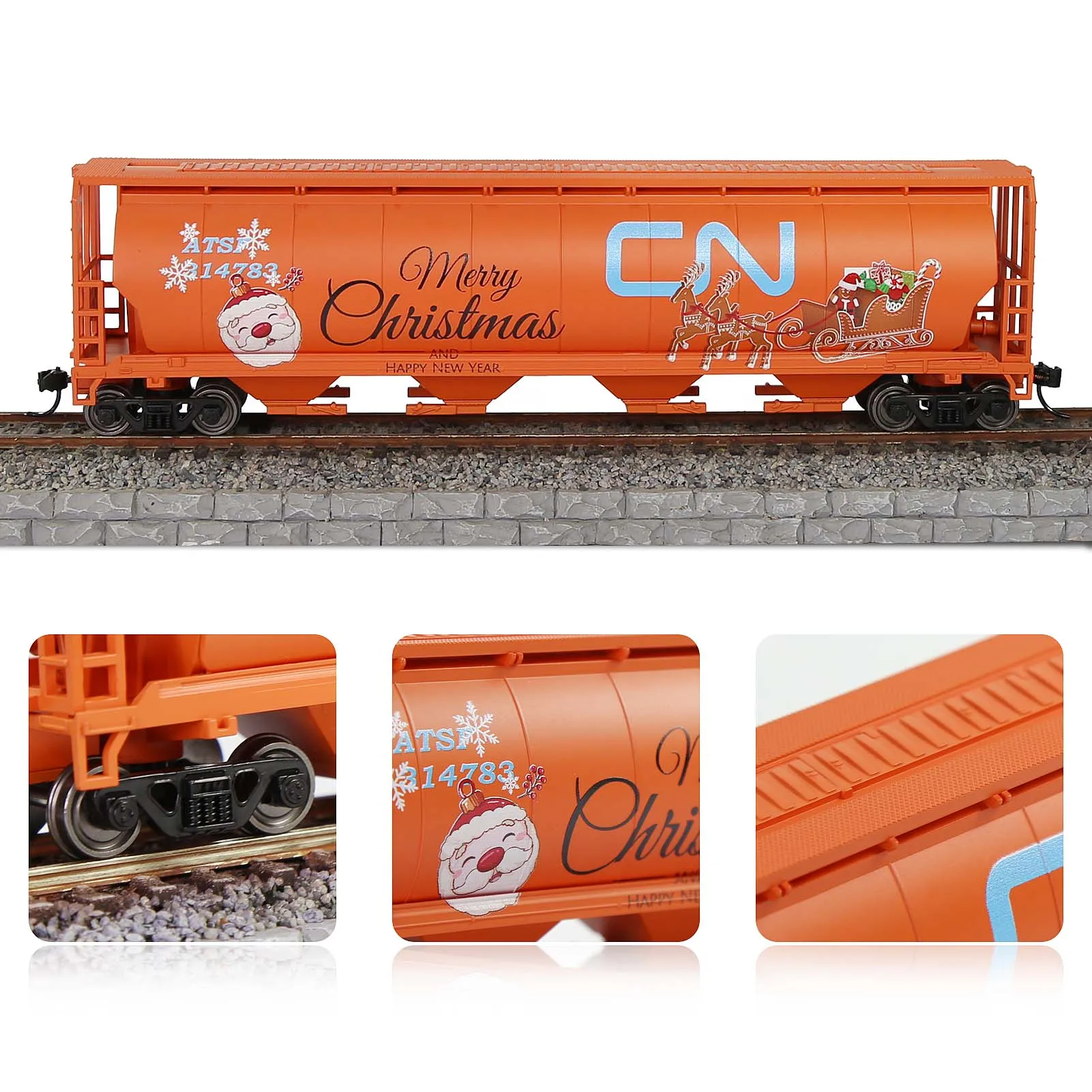 Evemodel Trains HO Scale Cylindrical 4-Bay Grain Covered Hopper DIY Graffiti Model Wagons for Christmas C8744MC