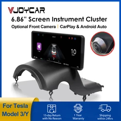 Monitor de punto ciego CarPlay Android Auto Model Y 3, pantalla de clúster de instrumentos, cámara frontal opcional, accesorio Tesla, 6,86 pulgadas