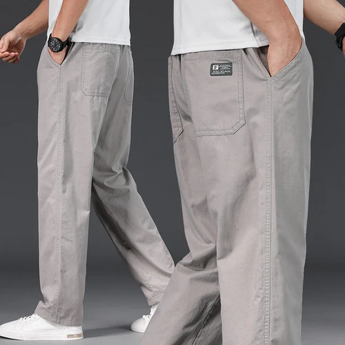 Pantalones informales de talla grande para hombre, pantalones de algodón de ajuste relajado, pantalones de chándal con cordón de cintura elástica, pantalones para correr para hombre, verano y primavera