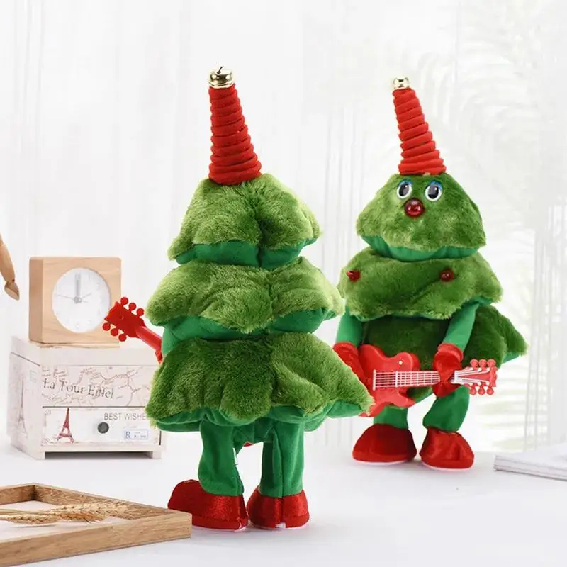 Funny Singing Dancing Christmas Tree Music Doll Electric Plush Toys Swinging Christmas Tree With Saxophone Guitar Kids Xmas Gift