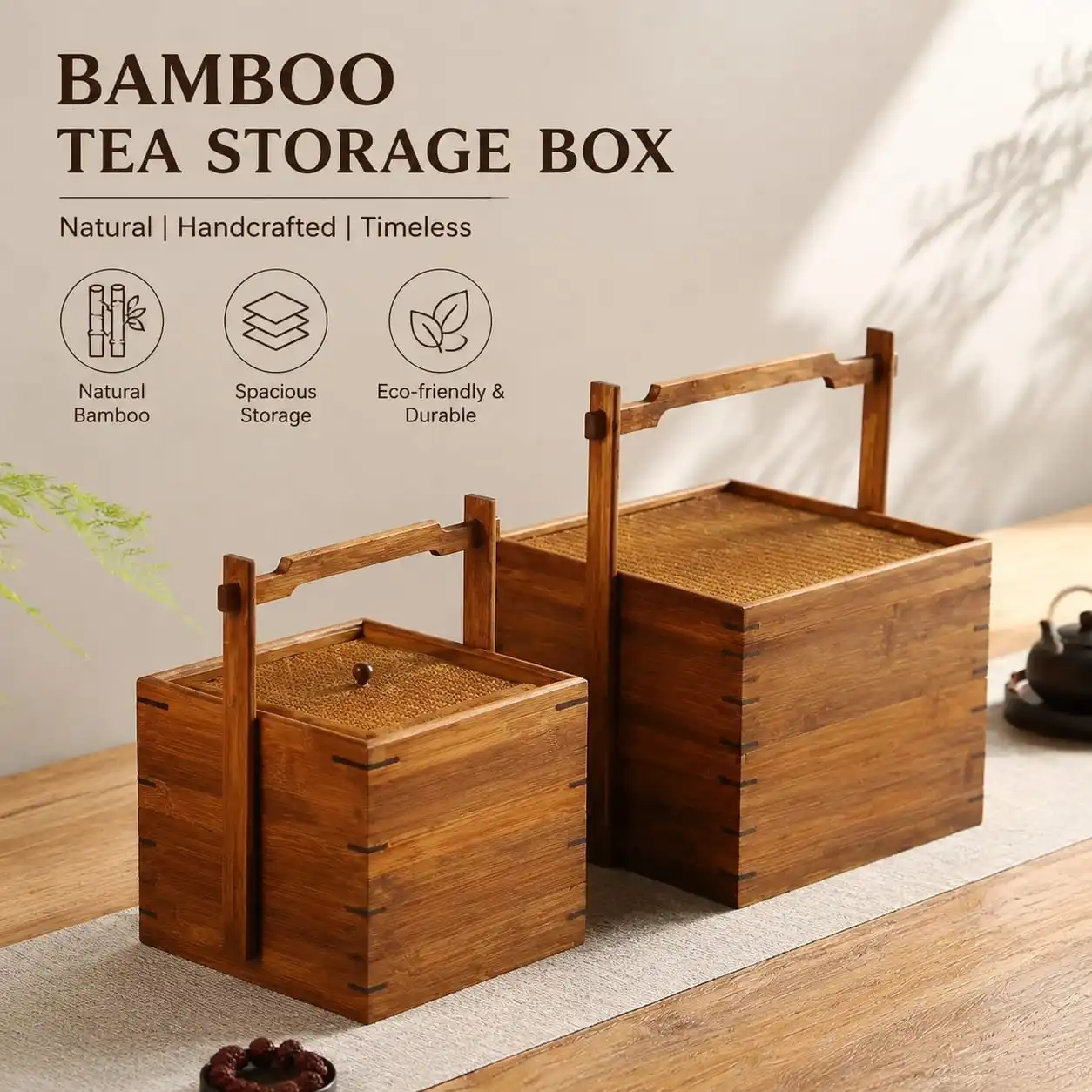Solid Wood Retro Dried Fruit & Candy Organizer Box with Lid – Compact Tea Set or Picnic Storage Container