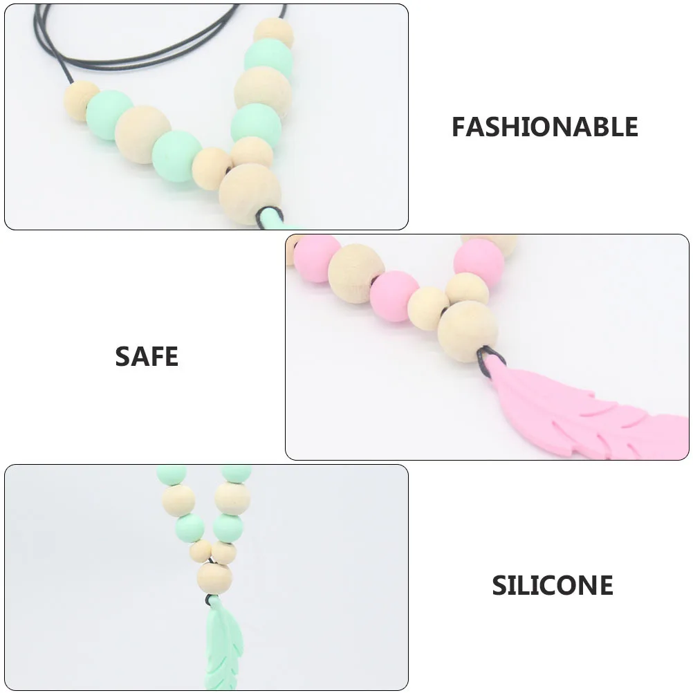 

2Pcs Baby Chew Necklaces Food Grade Safe Molar Pendant Teething Soothing Chain Sensory Tool for Infants Chew Necklace