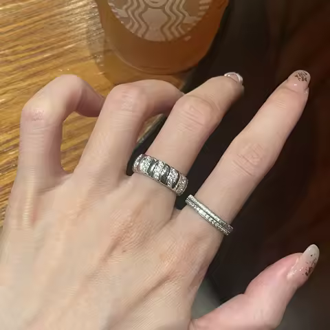 Vintage Arc Wave Silver 925 Full Diamond rings for women Exquisite Stacking Style Light Luxury Ring Couple Wedding Jewelry