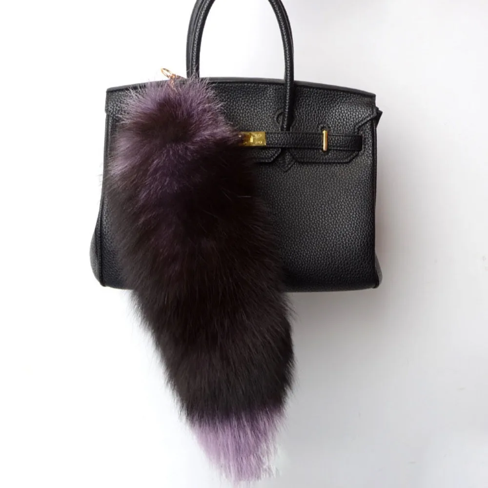 New 40cm Fox Tail Keychain COS Performance Props Beautiful Faux Fur Keyring Bag Pendant Charm