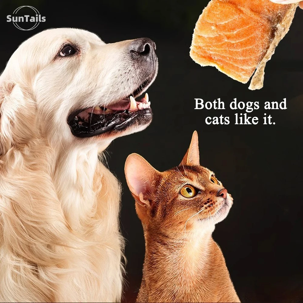 تجميد السلمون المجفف يعامل القطط والكلاب، القبض البري، مكون واحد |   قيمة طبيعية عالية |   خالي من الغلوتين، خالي من الحبوب