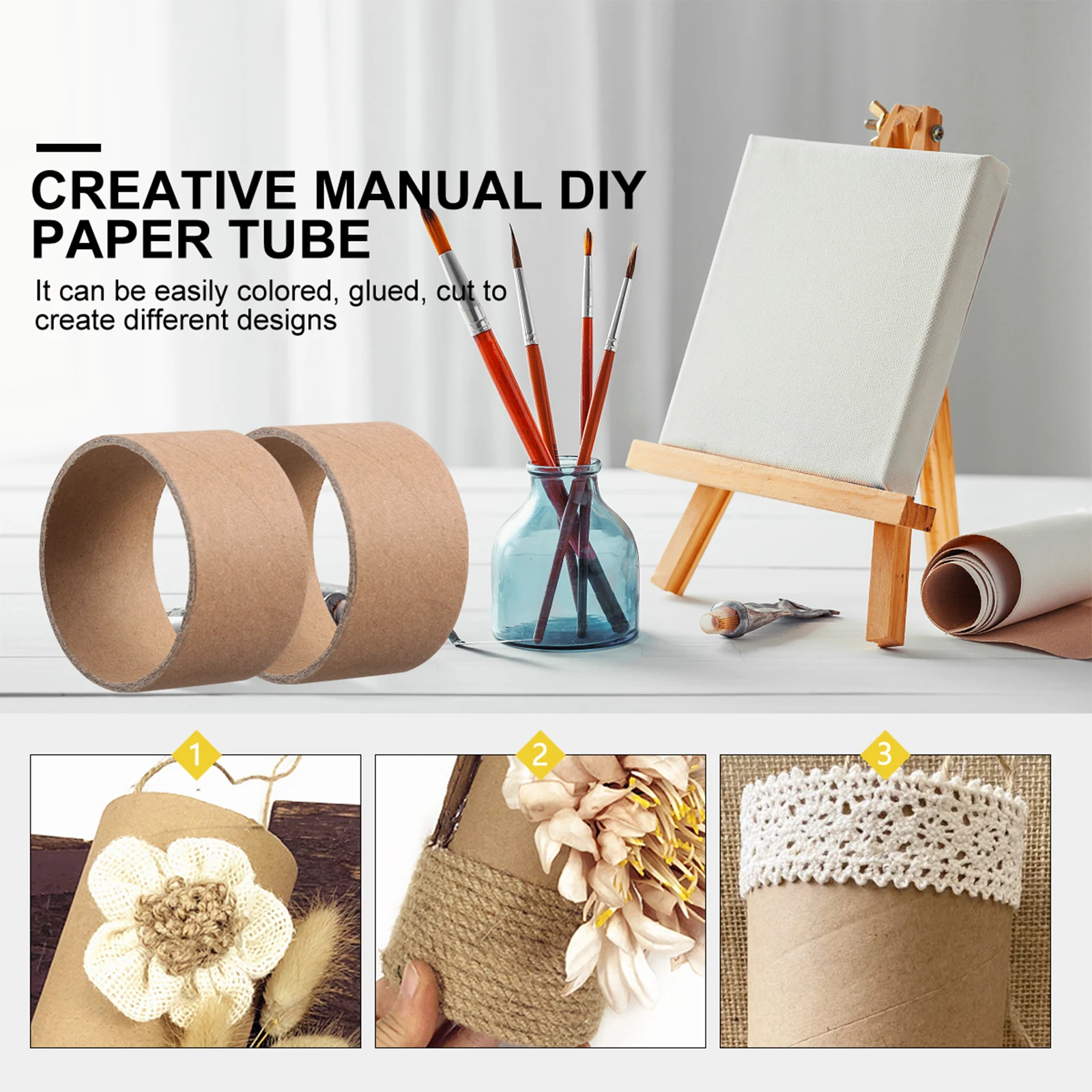

20pcs Painting Paper Tubes Brown Cardboard Craft Rolls For Diy Art Projects Kids Crafts School Home Office Decor Supplies