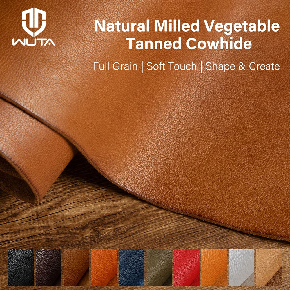 WUTA MBox Vintage Natural Milled Vegetable Tanned Full Grain Cowhide Genuine Leather Skin Material DIY Craft Bags Wet Form 6-9oz
